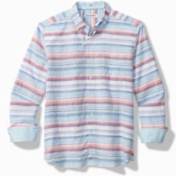 tommy bahama Barbados Breeze Costa Stripe Stretch-Linen Shirt - Picture 2 of 4